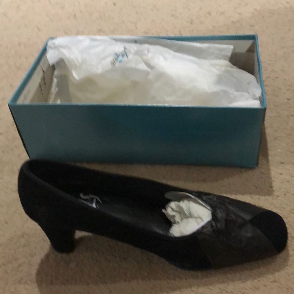 Black suede pumps